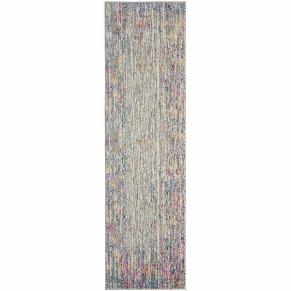 Homeroots 2 x 6 ft. Ivory Abstract Striations Runner Rug 385347